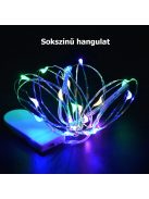 Melegfehér mikro ledfüzér gombelemmel - 2 méter hosszú füzér 20 leddel