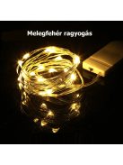 Színes (többszínű) mikro ledfüzér gombelemmel - 2 méter hosszú füzér 20 leddel