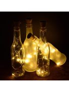 NAPELEMES ledfüzér üvegpalackba -MELEGFEHÉR- 2 méter hosszú füzér 20 leddel