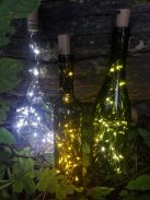 LED Palacklámpás - tömzsibb oliv színű palack - Bordeaux burgundi