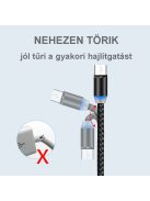 3 kábel + 3 fej - 3 db mágneses csatlakozású telefontöltő kábel 3 db, 3 féle fejjel